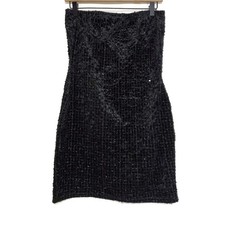 NEW Nasty Gal Size 10 Textured Velvet Cupped Bodycon Dress Strapless LBD