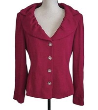 ST. JOHN Evening Knit Jacket Blazer Size 8 Rhinestone Embelished Buttons