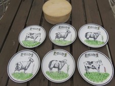 GIEN 6 ASSIETTES A FROMAGE PEINT A LA MAIN TBE DIAMETRE 18.5 CM