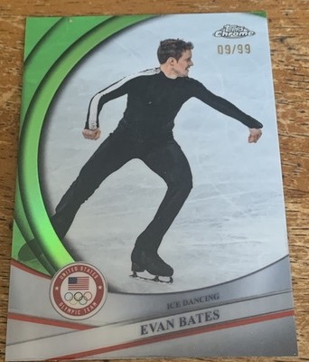 Evan Bates 2026 Topps Chrome US Olympic Team Green Refractor /99