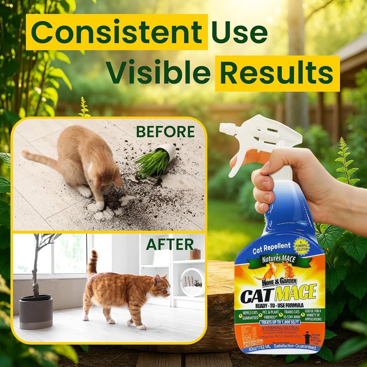 Cat Mace Spray To Keep Cats Away From Yard Nature's MACE Cat MACE Cat  Repellent Training