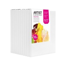 Studio Stretched Canvas, 8"X10", 10 Pack, 100% Cotton Acid Free, White, Academic