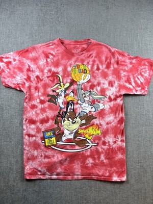 Space Jam Tune Squad Tie Dye T Shirt Looney Toons Graphic Tee Red Unisex L