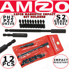 Neilsen 12pc Impact Driver Bit Set Magnetic Holders PH2 PZ2 S2 Steel - CT5252