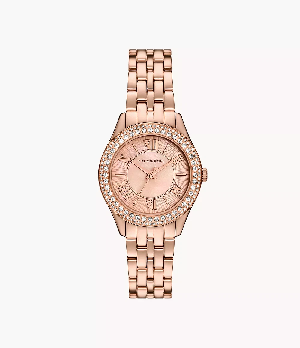 Orologio da donna Michael Kors Harlowe oro rosa quadrante rosa e tono cristallo Mk4845