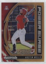 2020 Panini Prizm Draft Picks Power Surge Neon Orange 44/50 Austin Wells 1d7m