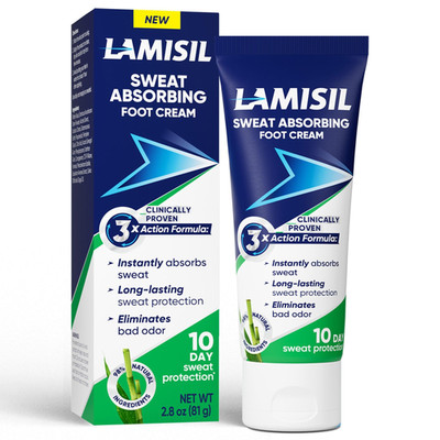 Lamisil Sweat Absorbing Foot Cream, Odor Eliminator, Instantly Absorbs...