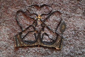 Bordelle Selene Ouvert Open Bra black gold star embroidery NWT S Small