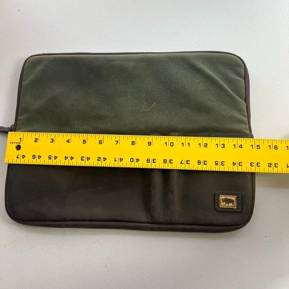 Laptop Cover Case 11" X 15" Brown Waxed Canvas and Genuine brown leather - Image 3 of 4