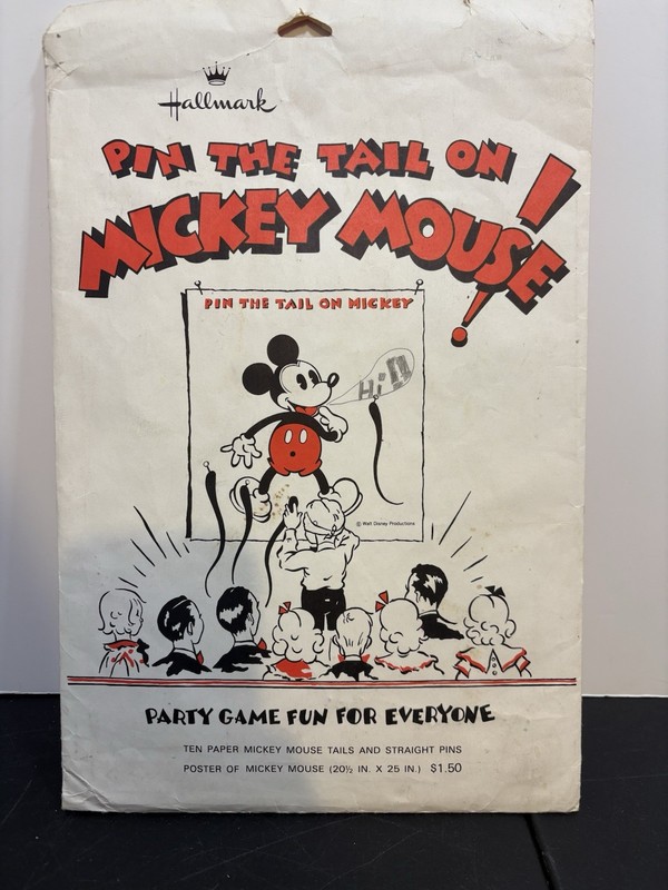 Vintage Hallmark Pin the Tail on Mickey Mouse Party Game