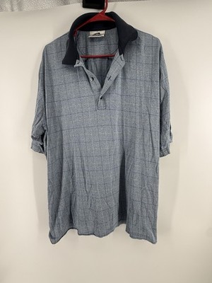 Vintage Slazenger Polo Shirt Men's XL Blue Striped Mercerized Cotton Casual Golf