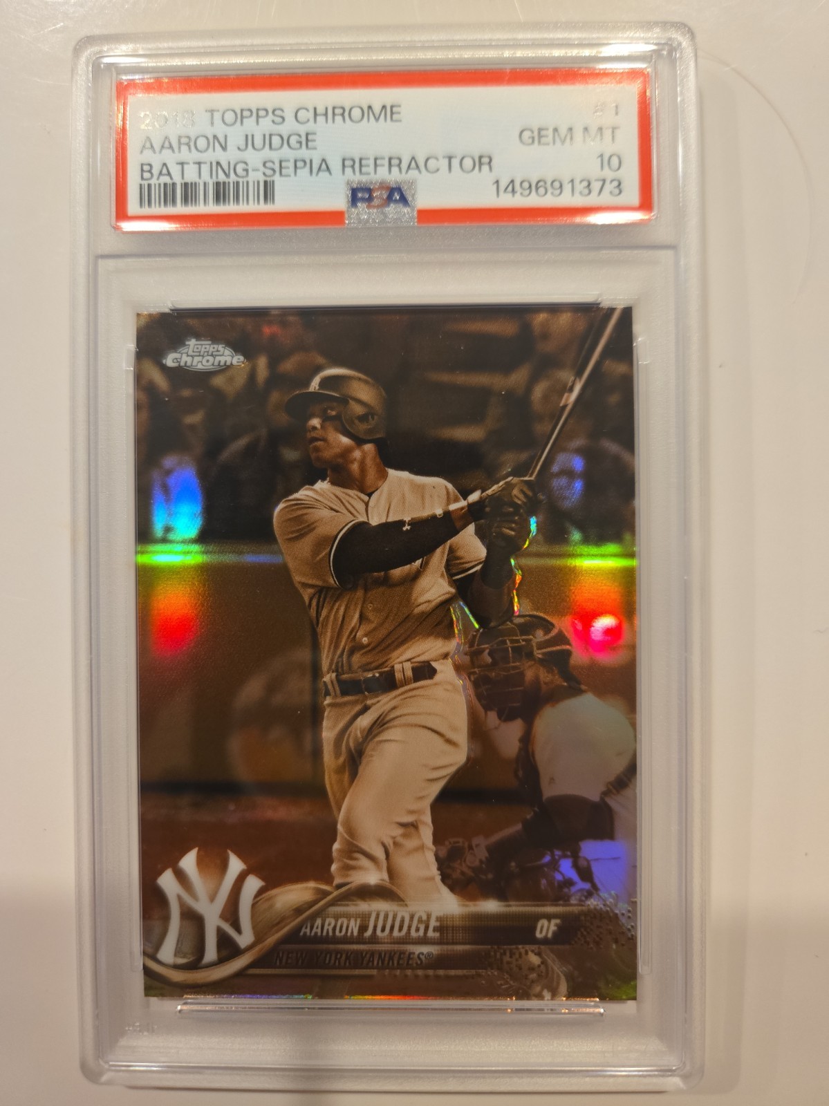 Aaron Judge 2018 Topps Chrome Psa 10 Sepia Refractor Sp Batting #1