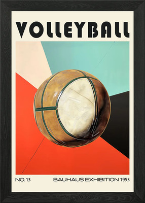 Vintage Volleyball Volley Bauhaus gerahmtes Wandbild Poster Leinwanddruck Bild