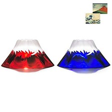 Mt. Fuji Glass by Tajima Glass a pair of celebratory Mt. Fuji cups in blue and