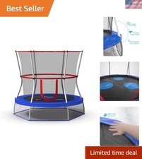 Kids 60-Inch Mini Trampoline with Secure Net and Educational Ocean Theme