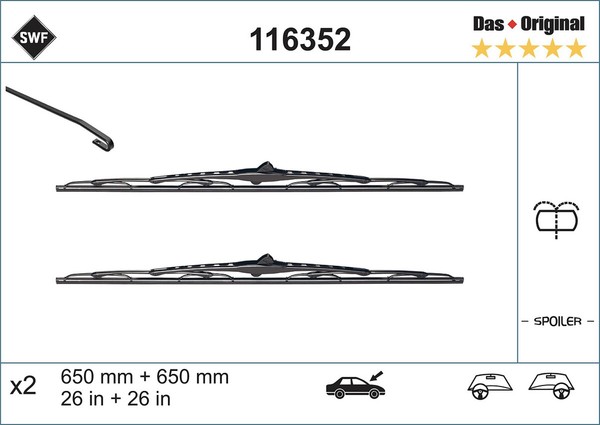 Wischblatt Scheibenwischer Das Original Set Swf 116352 FüR Peugeot Lancia Fiat-image
