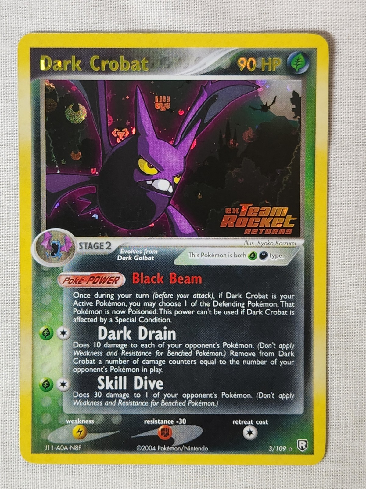 NM Dark Crobat - Reverse Holo Swirl? 3 Team Rocket Returns Pokemon TCG