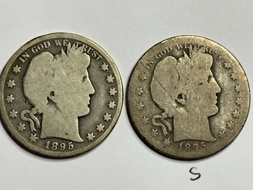 2- Barber Half Dollars, 1895 and 1895-S, Silver *ungraded *