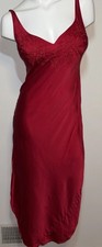 Vintage Y2K Victoria  s Secret Gold Label Red 100 Silk Long Nightgown Slip P S