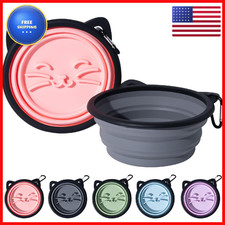 Slson 2Pack Silicone Collapsible Dog Bowls Cute Pet Ear Shape And Cat Graphic