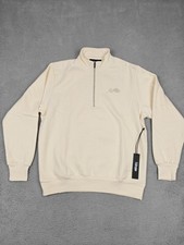 Civil Regime Quarter Zip Fleece Sweatshirt Mens Large Butter Concrete Rose New