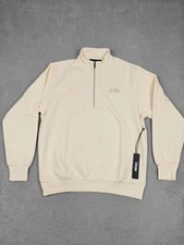 Civil Regime Quarter Zip Fleece Sweatshirt Mens Large Butter Concrete Rose New