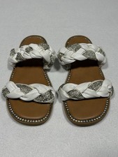 Bebe Girl Girls' Braided Rhinestone White Sandals Size 3