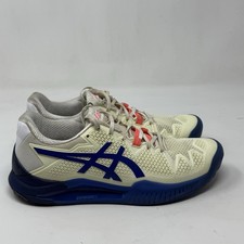 Asics Gel Resolution 8 Shoes Womens 8 White Blue Pickleball Tennis Sneakers