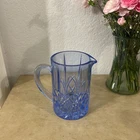 Marquis By Waterford "Brookside" Blue Crystal Pitcher Signed vintage