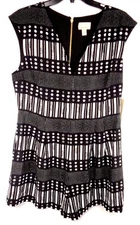 Romper Women Short SIZE L AMBAR Sleeveless Dots Stripes Black White Above Knee 
