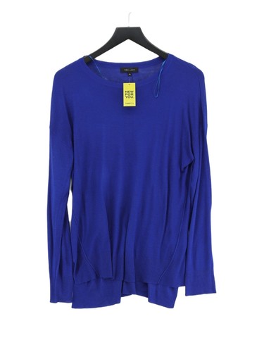 New Look Women's Jumper UK 14 Blue Viscose with Acrylic Round Neck Pullover