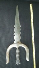 Antique Knife Hindu India Tiger Sword Horn Handle Dagger Holy Symbol