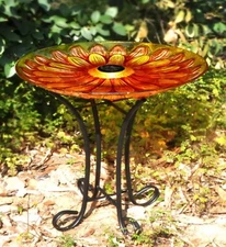 Solar Glass Bird Bath W/Stand-Various Styles Garden Decoration Yard Display