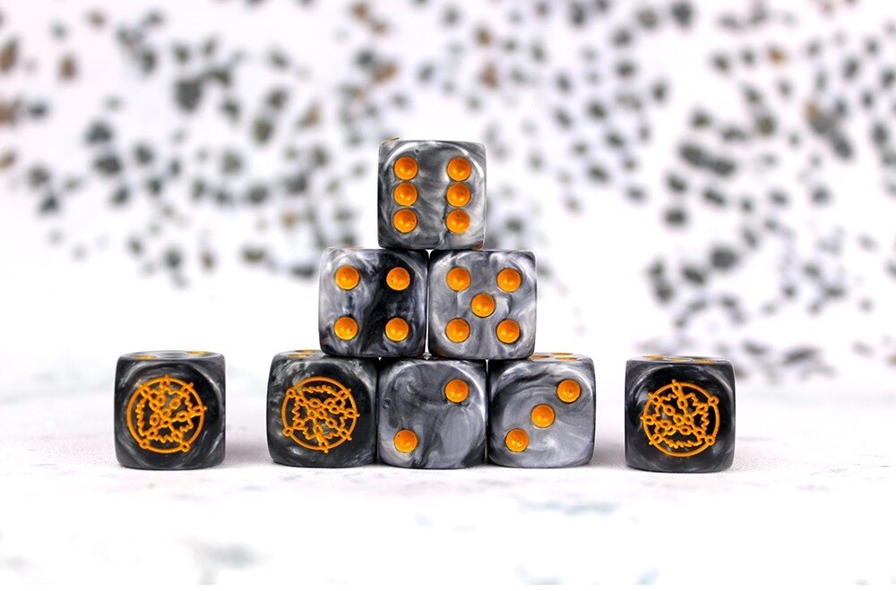 Кубик для завоевания: Двегхомская фракция: 25 серых шестигранных кубиков диаметром 16 мм