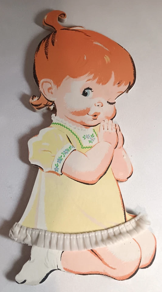 DE COLECCIÓN AÑOS 50 6 PIEZAS DECORACIÓN DE PARED INFANTIL REZANDO NIÑO NIÑA PERRO BÚHO VACA CONEJITO MUÑECA JUGUETE Foto 3 de 4