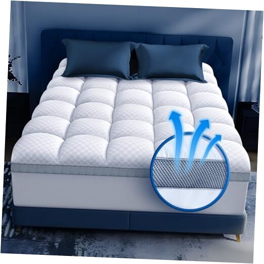 Premium Memory Foam Mattress Topper for Ultra Comfort, 2 Inch Plush Queen White