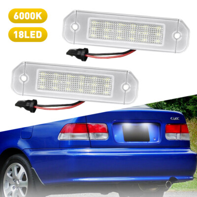 For 1992-2000 Honda Civic LED License Plate Light Tag Lamp Assembly AUXITO 2PCS