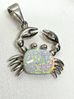 Crab Pendant Charm 925 Sterling Silver Fire Opal