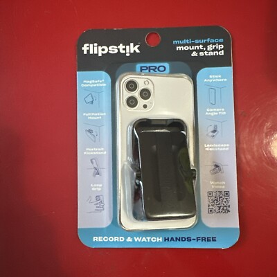 New Flipstik Defy Gravity Cell Phone Stick & PRO Stand with Grip Loop Black