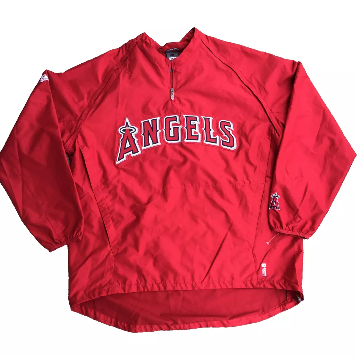 MAJESTIC Los Angeles ANGELS BASEBALL Red Jacket Polyester Size XL Cool Base