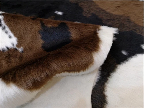 5.6'X7.2' Cowhide Area Rug Large Tricolor Cowskin Cow Hide Leather Faux Carpet  - Picture 6 of 10