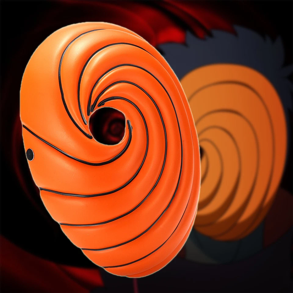 Naruto Akatsuki Tobi Uchiha Máscara Casco Anime Disfraz Utilería Talla 9.5" x 6.5" Foto 2 de 4