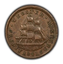 1841 Hard Times Token - Van Buren Webster Ship Credit Current - SKU-Y5890