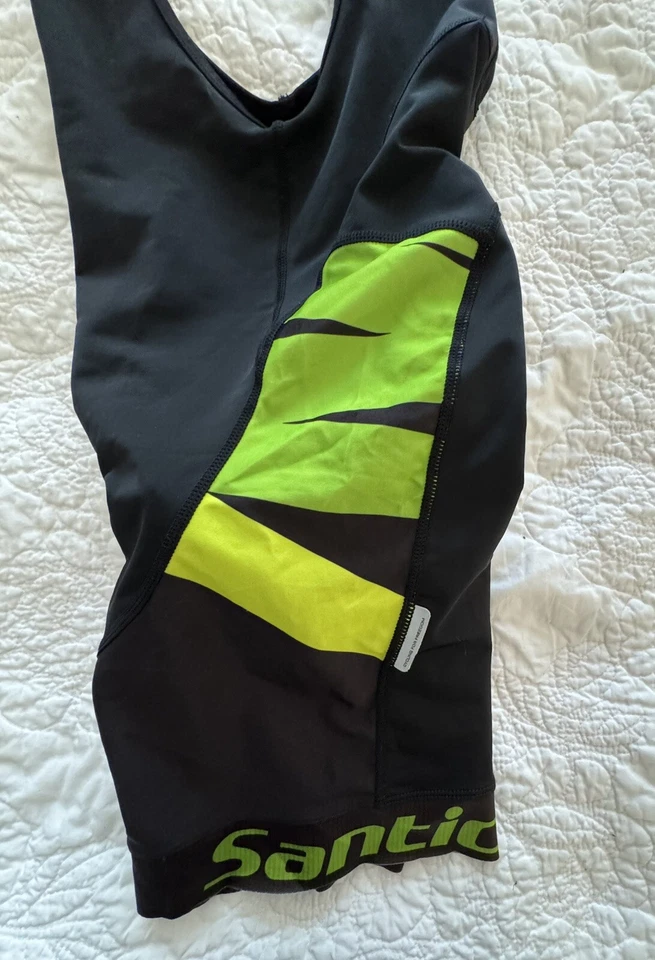 Culotte con tirantes de ciclismo Santic de secado rápido para hombre verde talla pequeña de EE. UU. ¡USADO EN EXCELENTE ESTADO! Foto 4 de 4