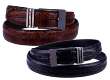 Stacy Adams 6-179 Hornback and Croco Embossed Mens Adjustable Belt w/ Metal Keep
