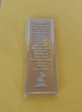 About Face Designs GRANDMOTHER GLASS PLAQUE #123825 NEW  amber glass 7" x 2.5 in