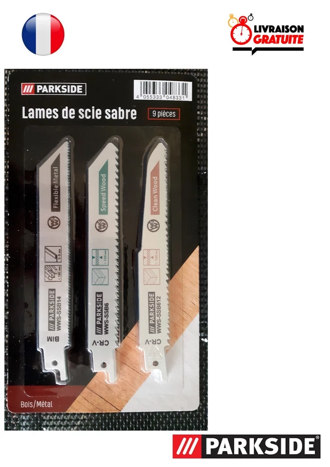9 LAMES DE SCIE SABRE BOIS /METAL PARKSIDE - Photo 1/1
