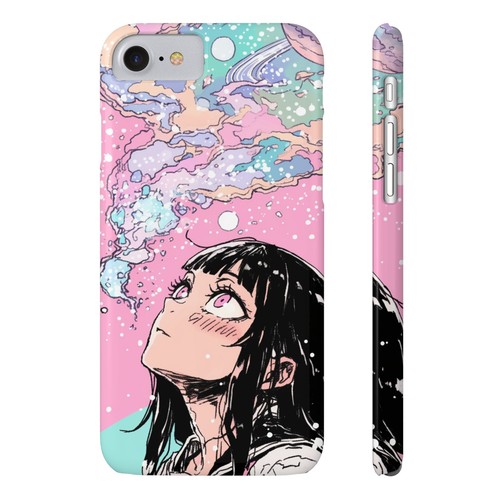 Anime Stargazing Phone Case, Slim Space iPhone Cover, Kawaii Manga Cute Girl - Picture 49 of 49