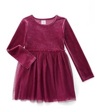 Wonder Nation Girls Velour Tutu Dress with Long Sleeves, Sizes 6-6X