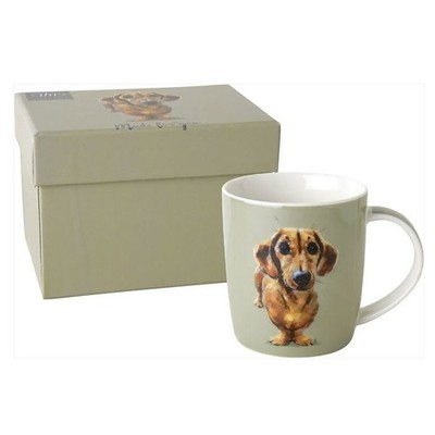 Tasse Becher -  Dog Buddy linen Dackel 300 ml aus Porzellan